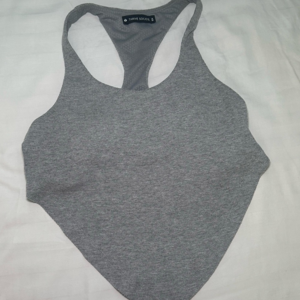 Thrive Society Womens Sports Bra Tie Front Racerback Scoop Neck Pullover Gray XS - Picture 3 of 4